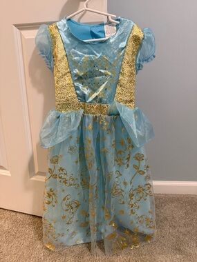 Blue and Gold Girls' Princess Costume Dress